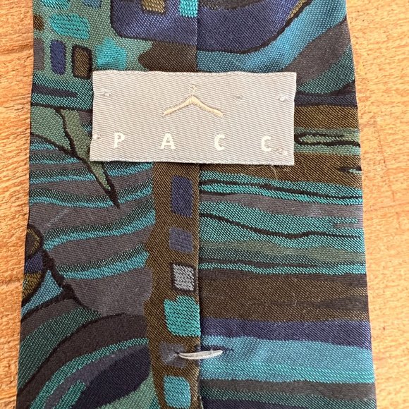Vintage Silk Blue Abstract Necktie - PACC - Picture 6 of 6